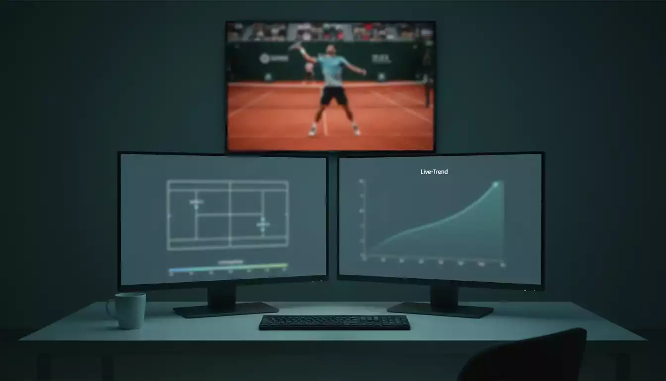 Tennis Wetten Markt – Live-Statistiken auf dem Bildschirm während eines Matches